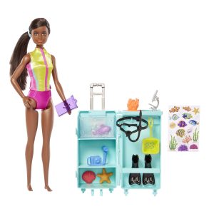 Barbie-Barbie Plongeuse-Coffret Poup??e Brune et Laboratoire Mobile