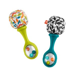 Fisher-Price Rattle ??n Rock Maracas Set Of 2 Baby Rattles, Newborn Toys, Neutral Colors